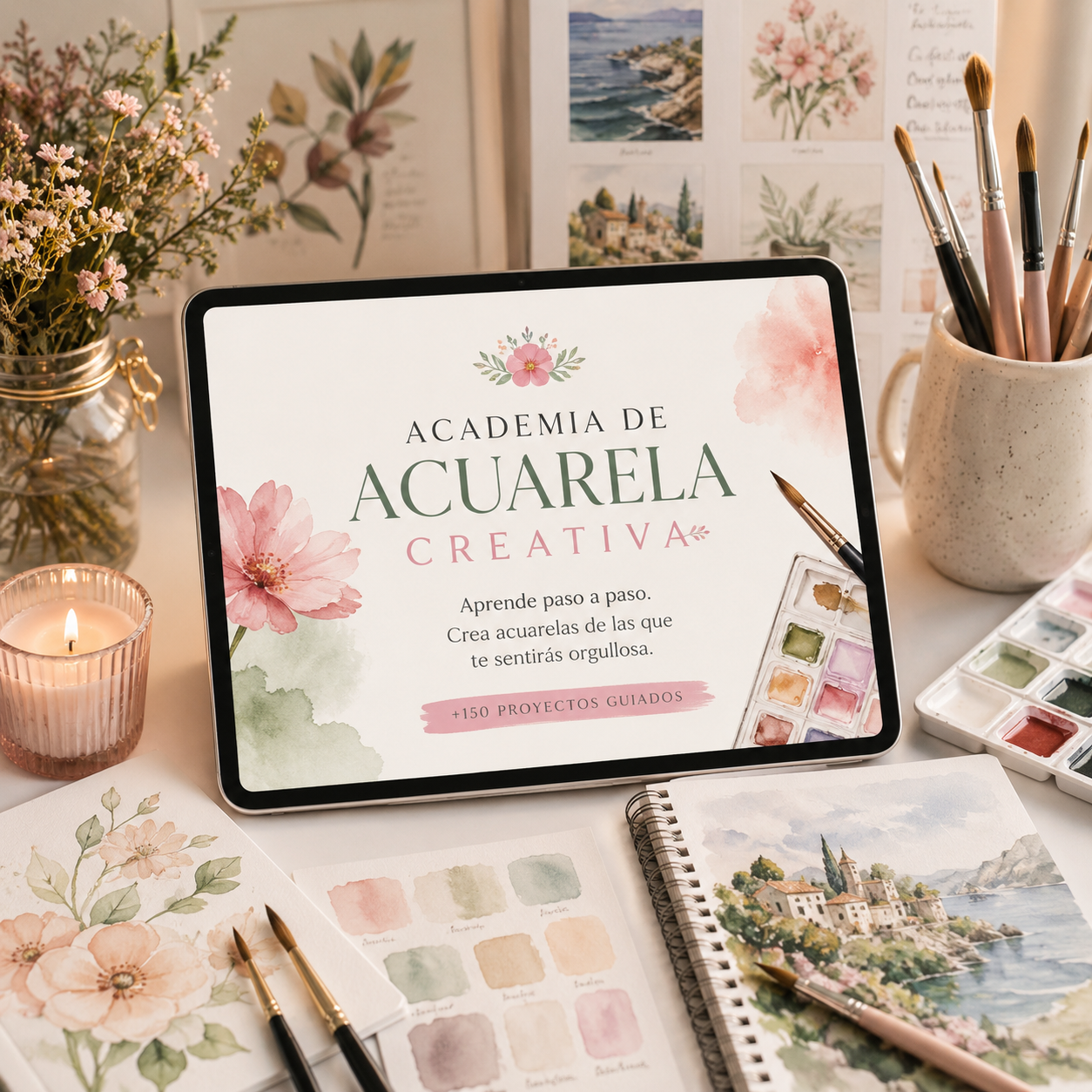 Pack Academia de Acuarela Creativa  +200 Proyectos y 6 Bonos