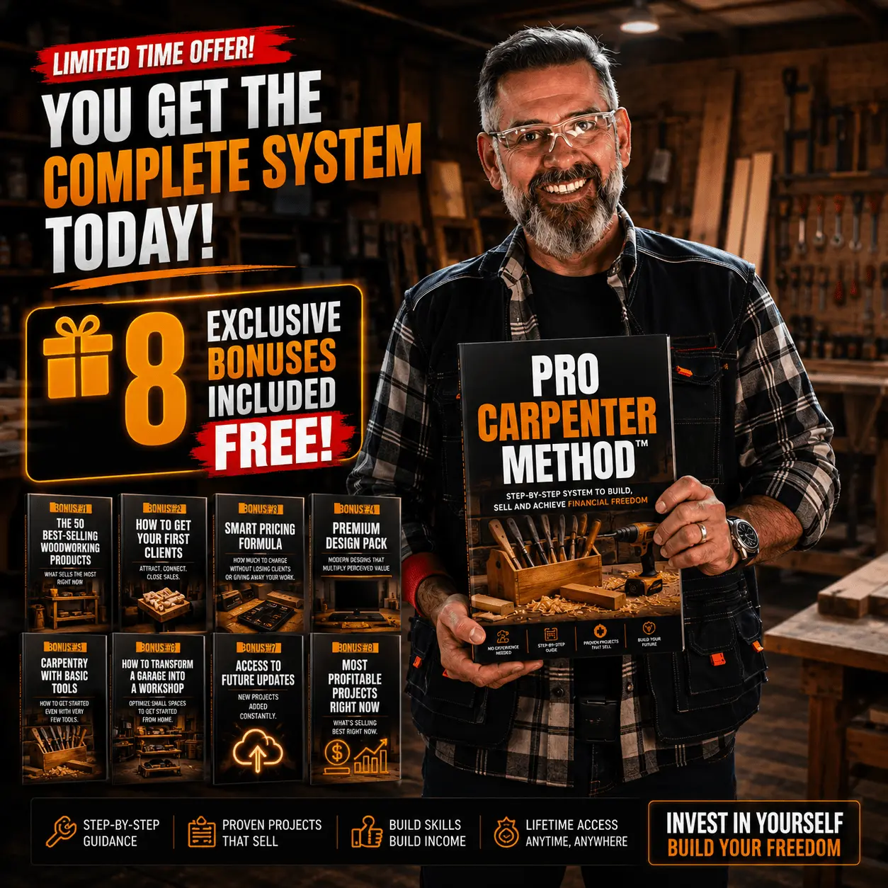 Pro Carpenter Method - Profitable Home Workshop + 8 Exclusive Bonuses