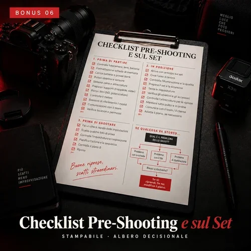 Checklist pre-shooting e sul set