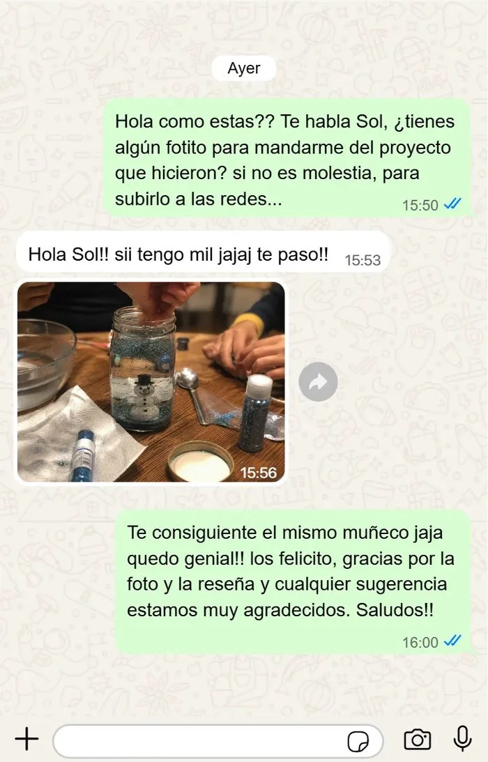 Mensaje de WhatsApp con un proyecto terminado