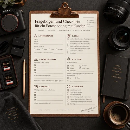 Fragebogen vorab für den Kunden und Checkliste