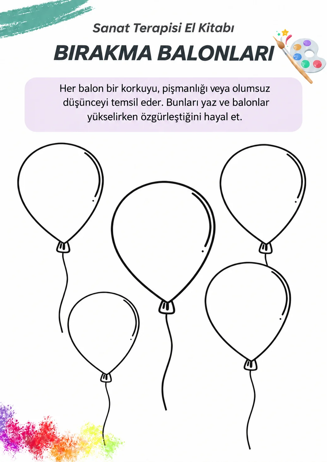 Sanat Terapisi El Kitabından bir etkinlik