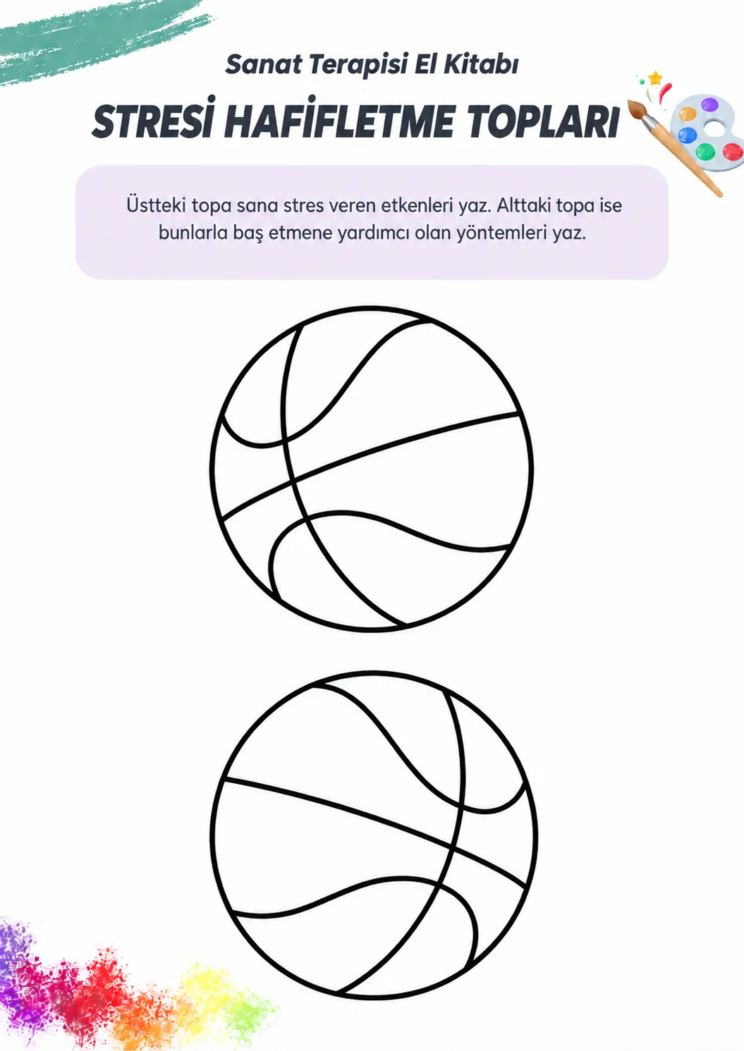 Sanat Terapisi El Kitabından bir etkinlik