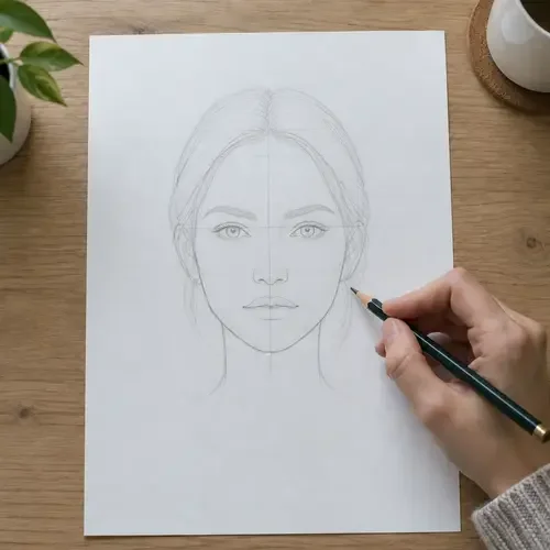 Simple construction shapes blocking in the basic form of a face