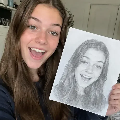 Pencil drawing made by a student following the method