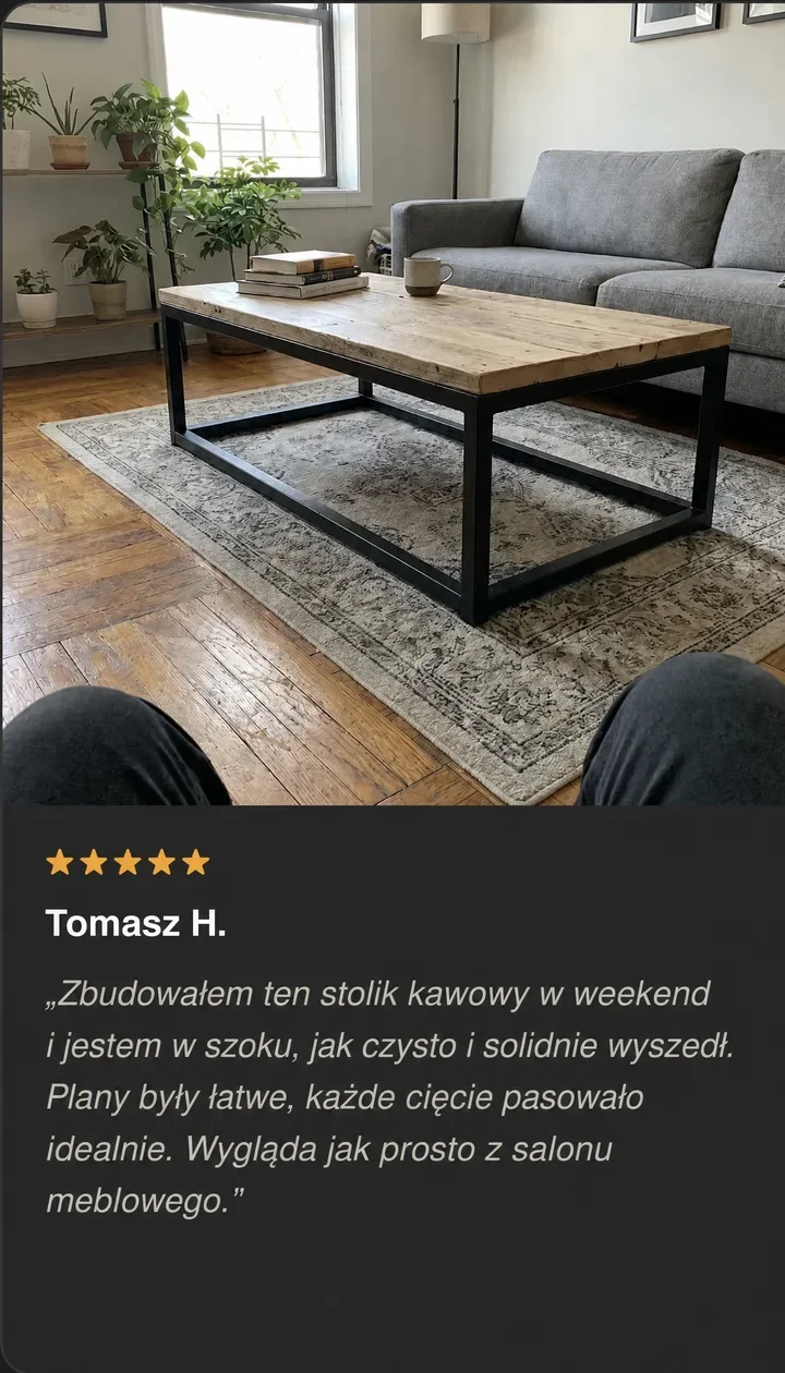 Opinia 5 gwiazdek od Tomasza H., który zbudował stolik kawowy