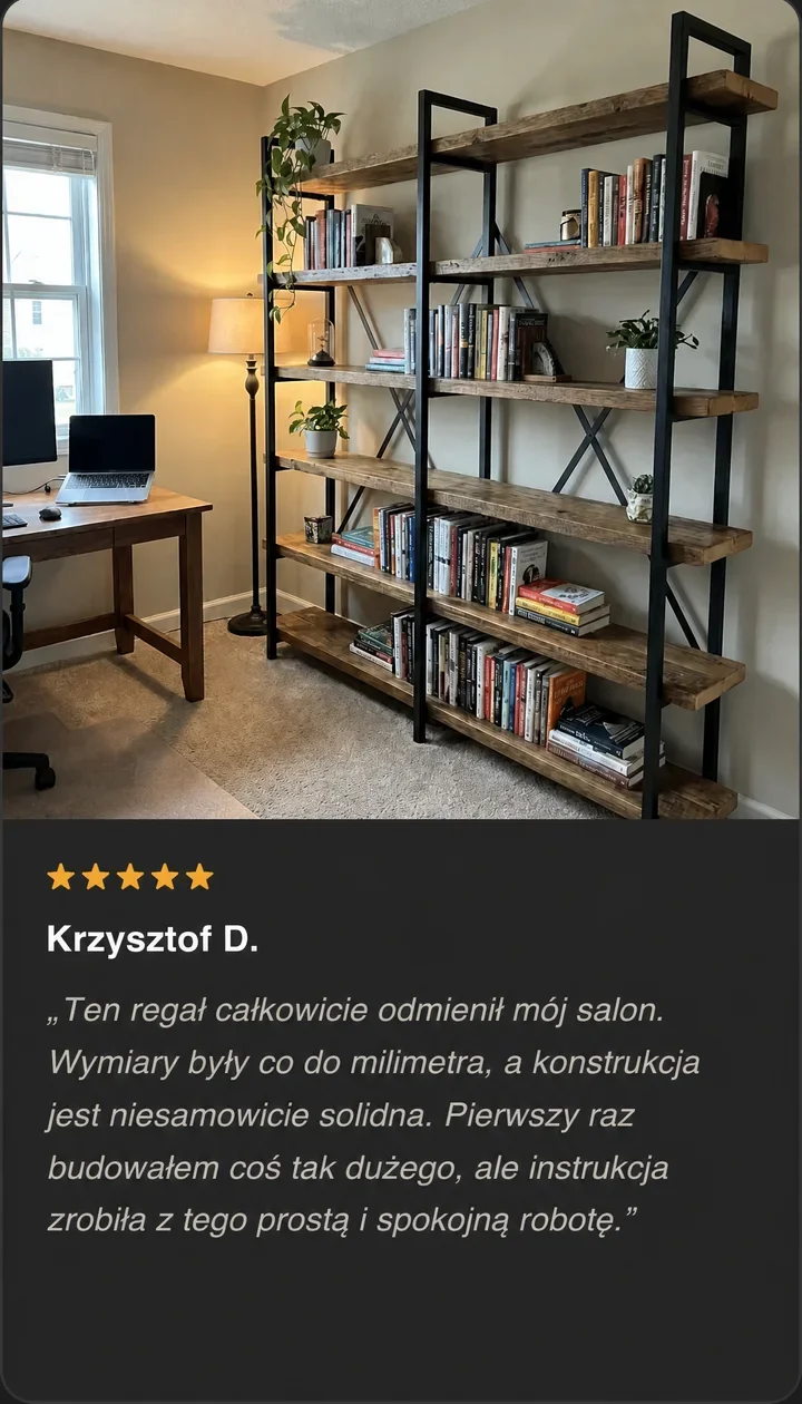 Opinia 5 gwiazdek od Krzysztofa D., który zbudował regał