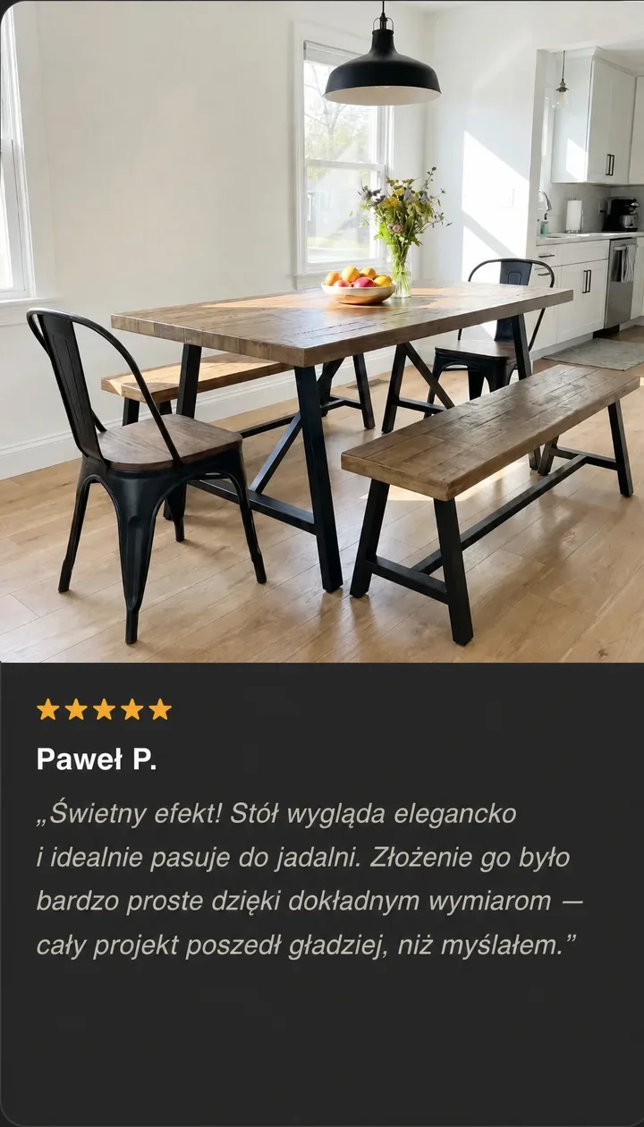 Opinia 5 gwiazdek od Pawła P., który zbudował stół do jadalni