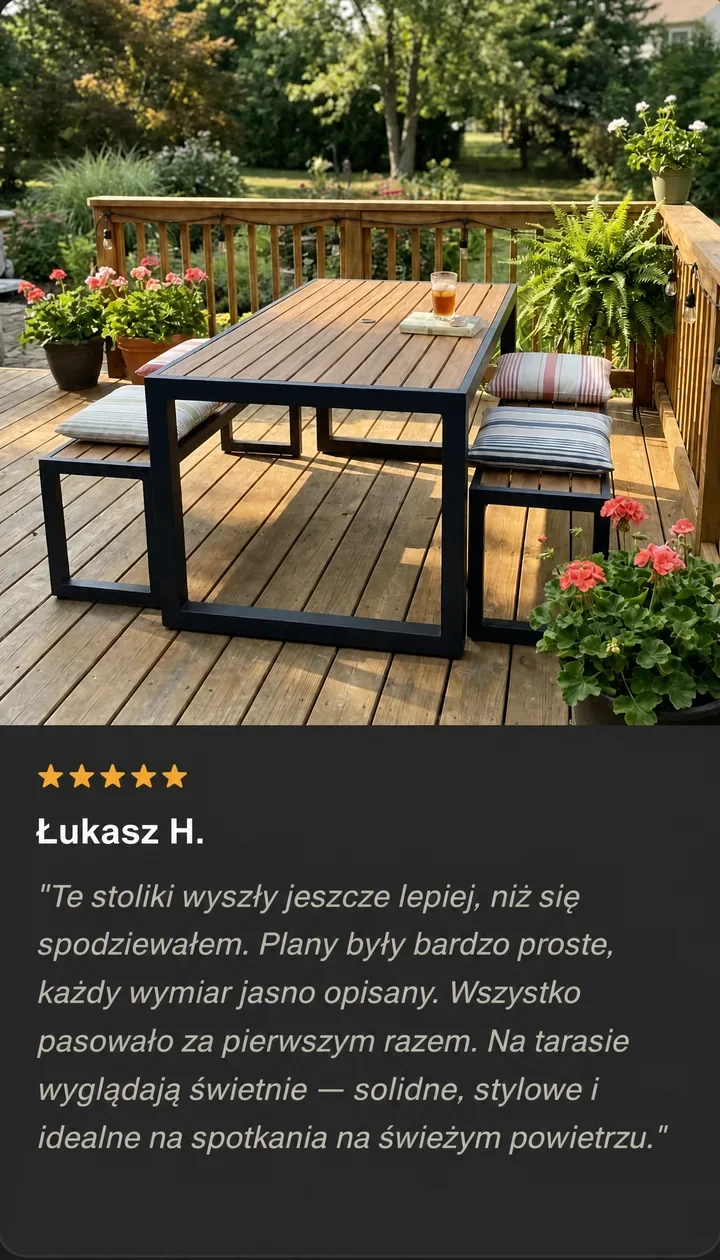 Opinia 5 gwiazdek od Łukasza H., który zbudował stoliki na taras