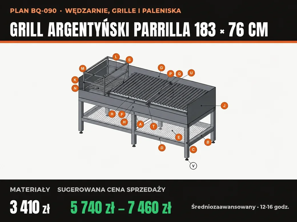 Grill argentyński parrilla 183 × 76 cm, plan, strona 1