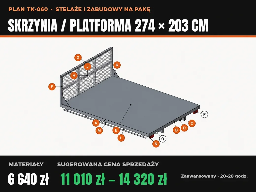 Skrzynia / platforma 274 × 203 cm, plan, strona 1