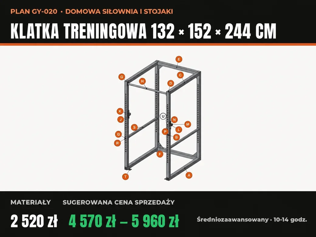 Klatka treningowa 132 × 152 × 244 cm, plan, strona 1