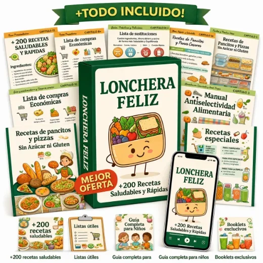 Mockup Guía Lonchera Feliz - Oferta completa con todos los bonos