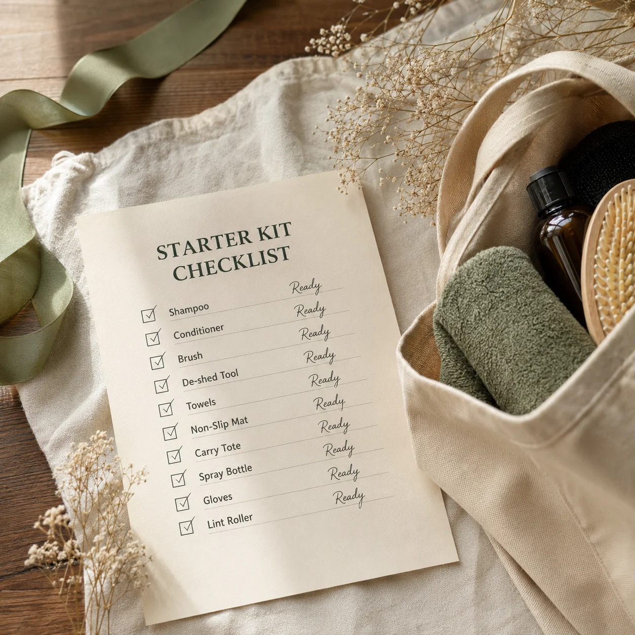 Starter kit checklist and canvas tote