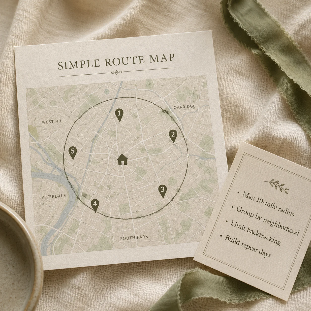 Simple route map for a neighborhood round