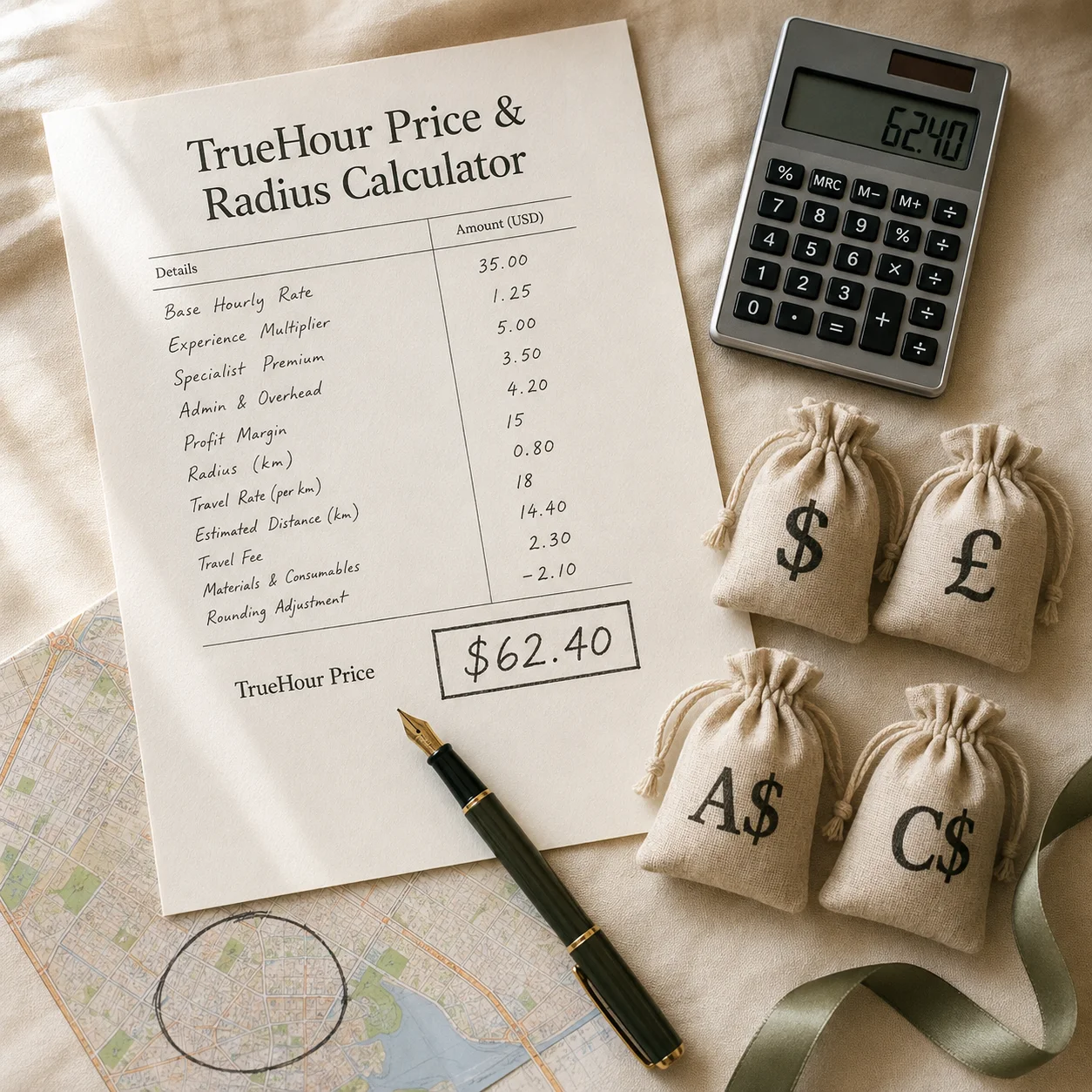 TrueHour Price and Radius Calculator