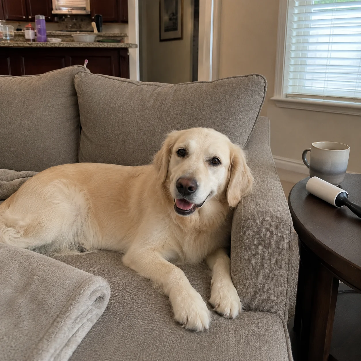 Clean dog on a hair-free sofa