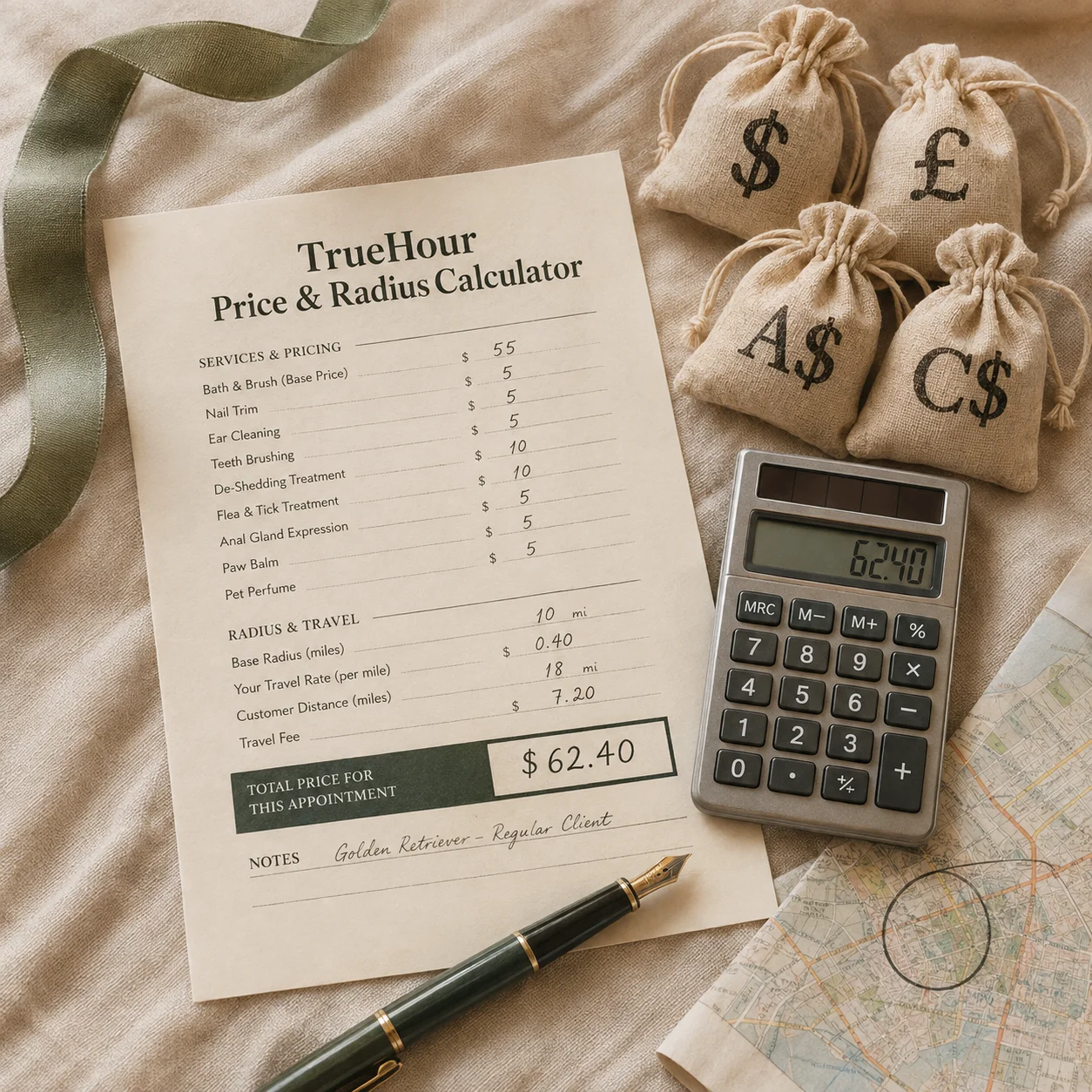 TrueHour Price and Radius Calculator