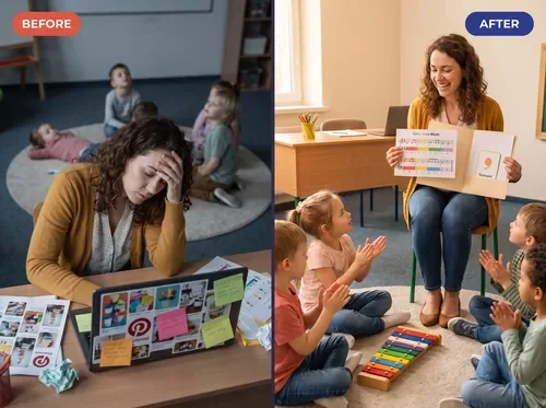 Kids engaged and having fun with The Paper Orchestra printable activities