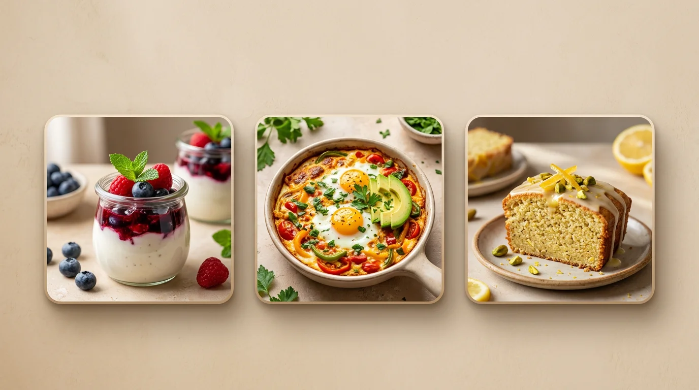 Muestra de recetas deliciosas sin azúcar, sin gluten y sin lactosa