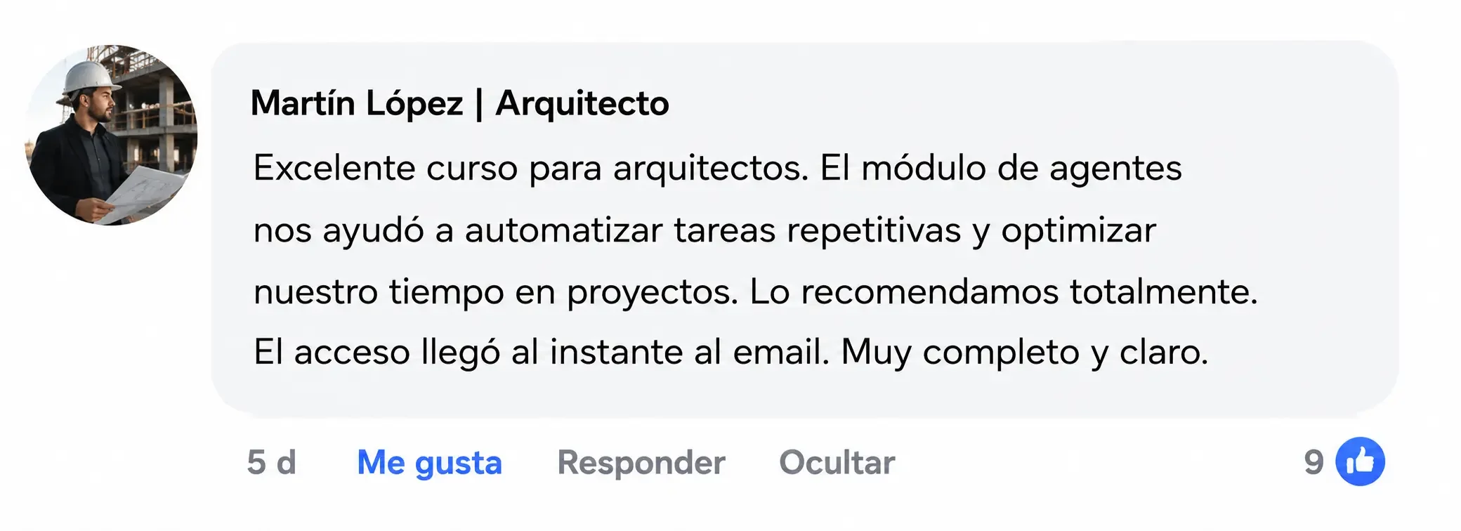 Testimonio de alumno del curso