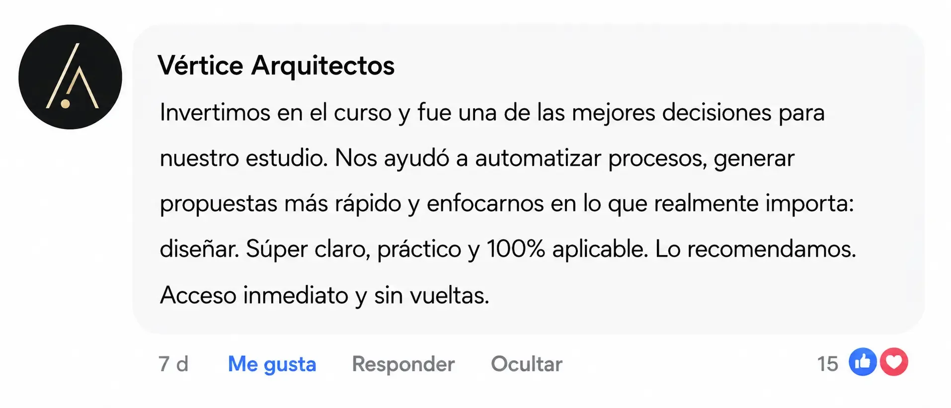 Testimonio de alumno del curso