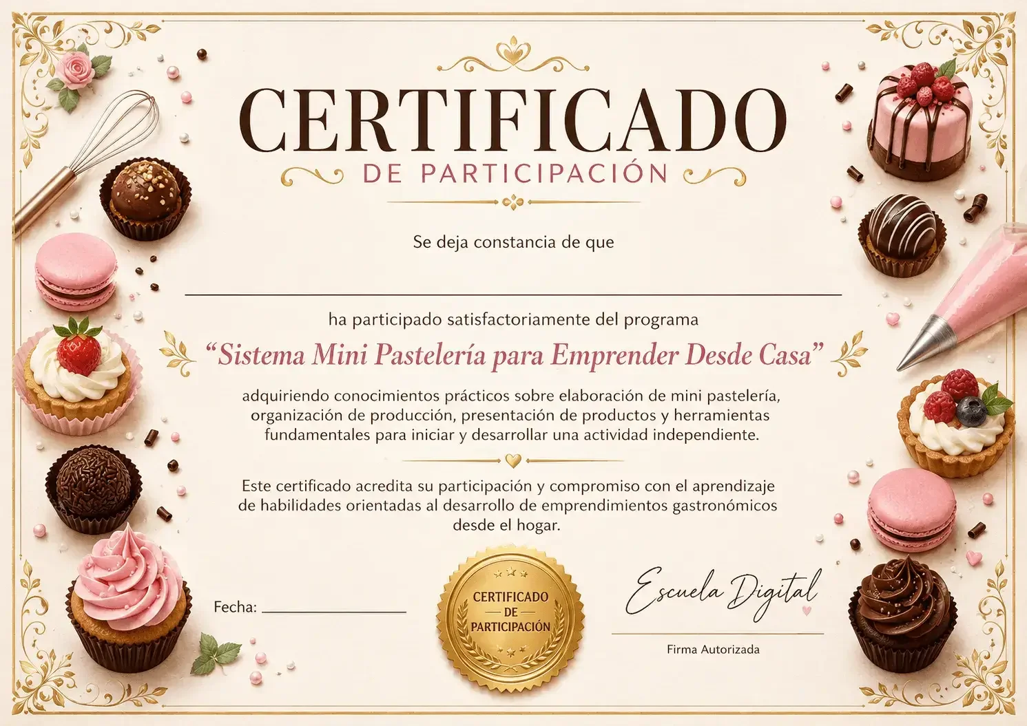 Certificado Mini Pastelería