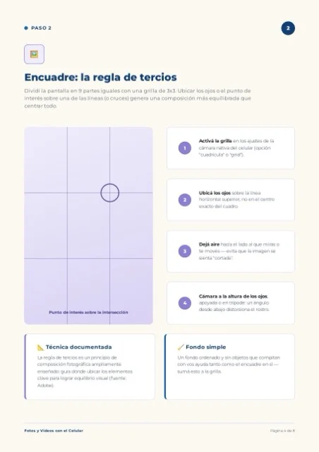 Página del recurso Fotos y Videos con el Celular: encuadre y regla de tercios