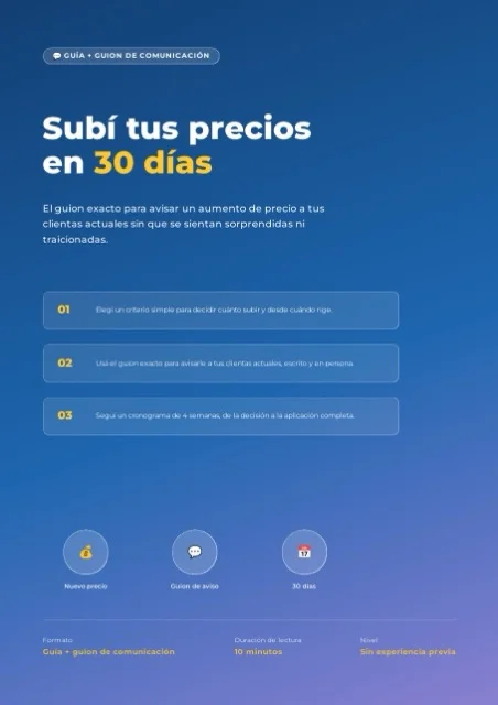 Página del recurso Subí Tus Precios en 30 Días: el guion de aviso