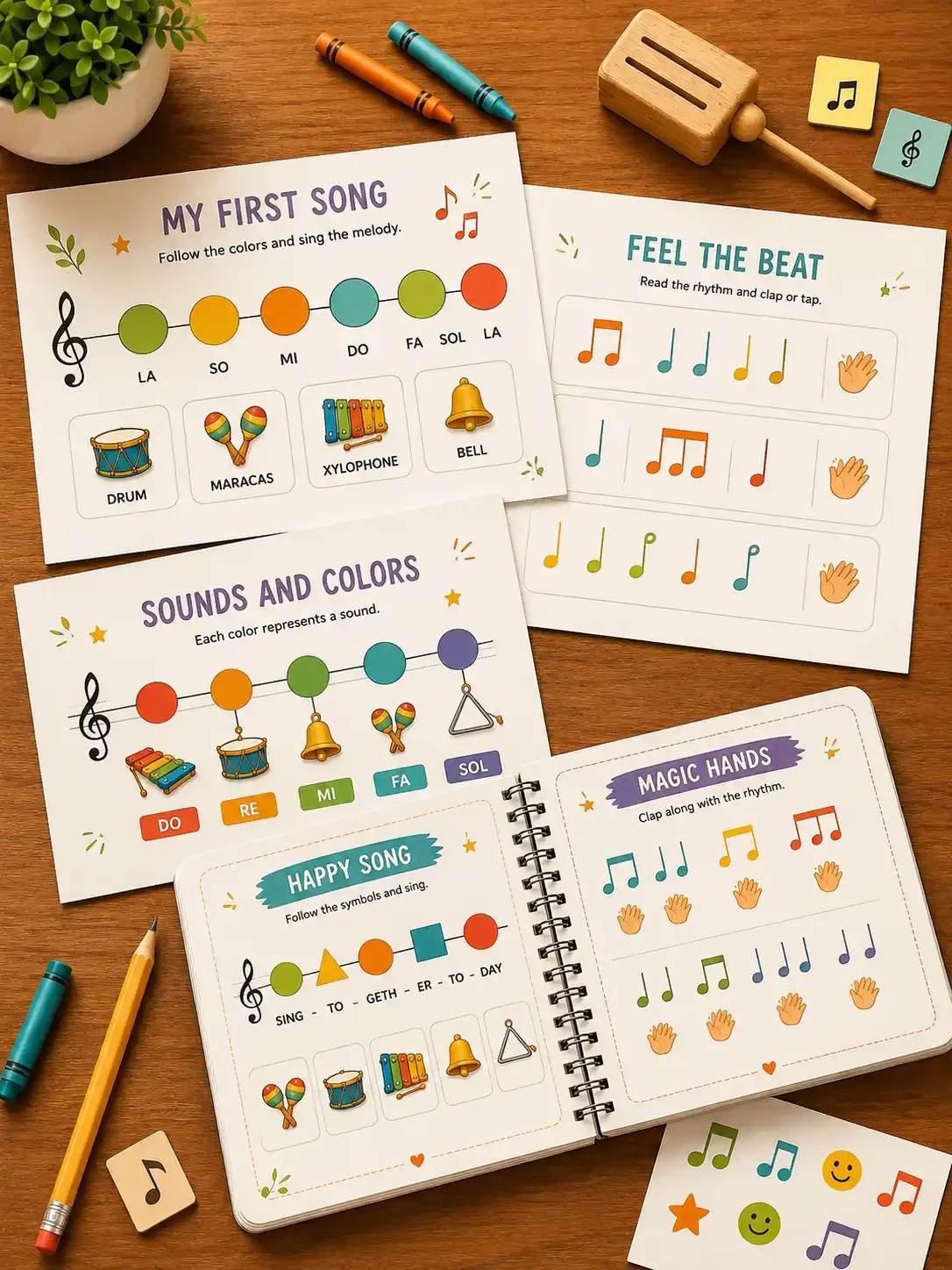 Music flashcards and activity workbook preview
