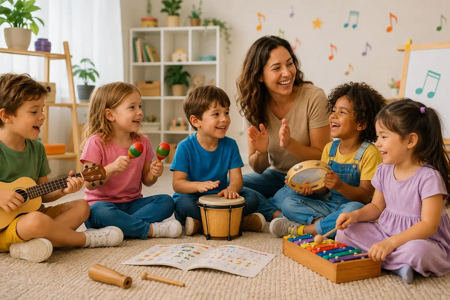 Kids engaged and having fun with The Playful Music Method printable activities