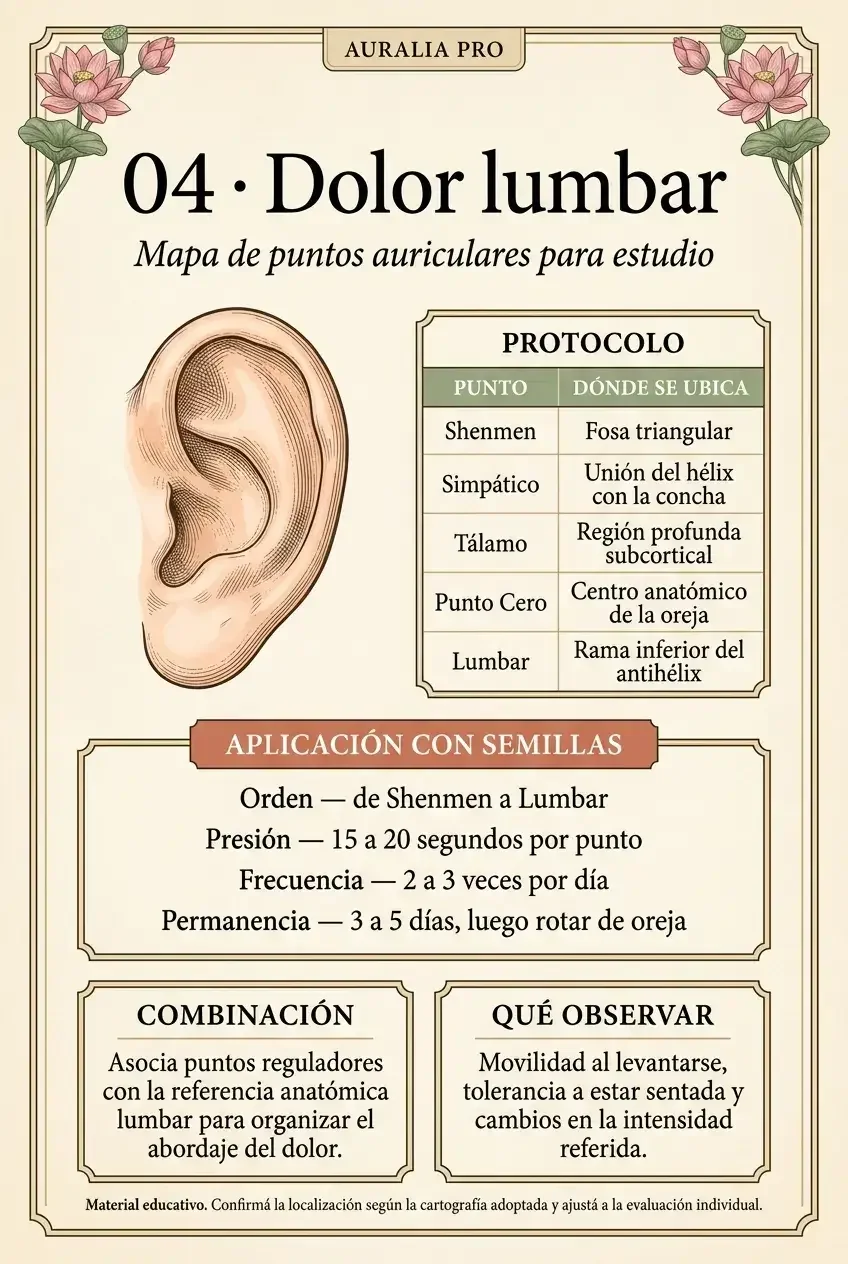 Caso 04 · Dolor lumbar — protocolo auricular