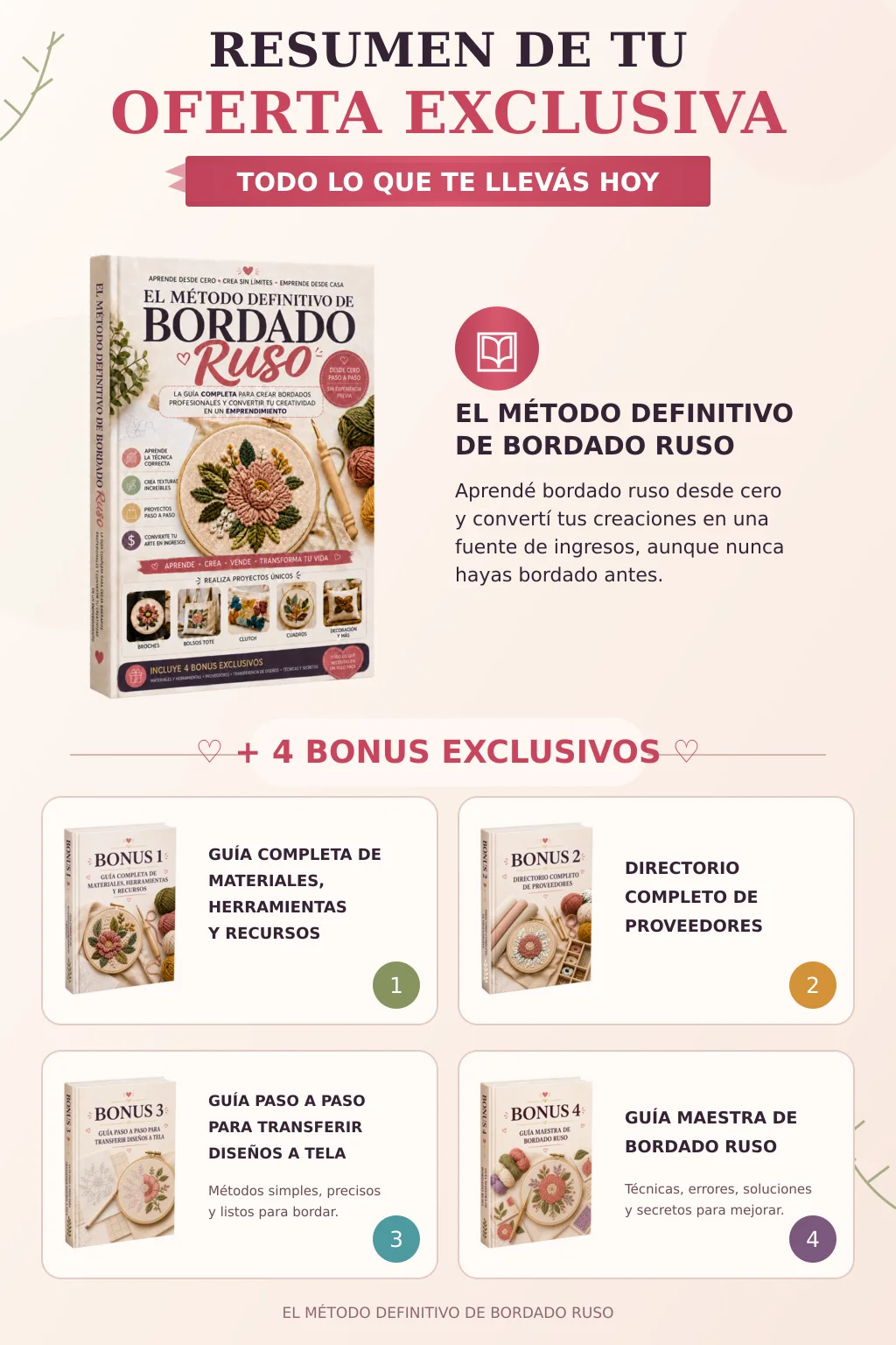 Resumen de tu oferta exclusiva Bordado Ruso