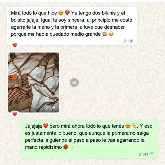Mensaje de WhatsApp de una alumna