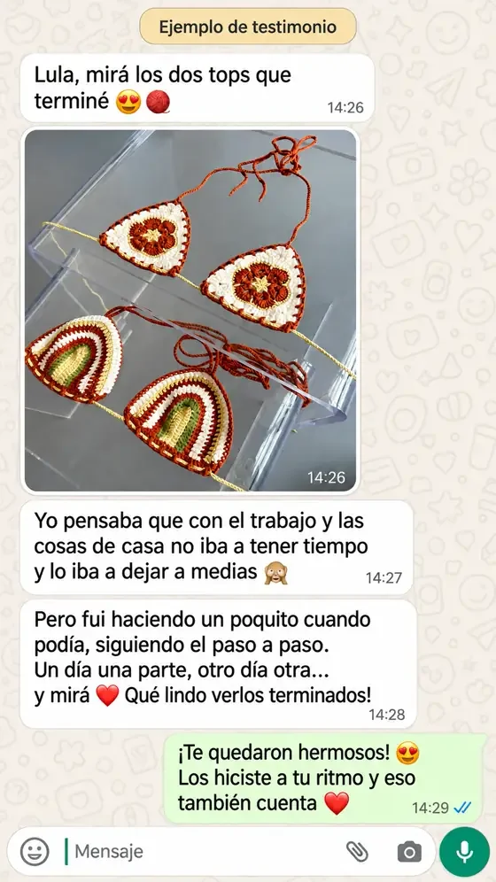 Mensaje de WhatsApp de una alumna