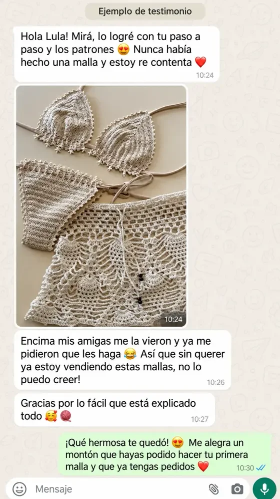 Mensaje de WhatsApp de una alumna