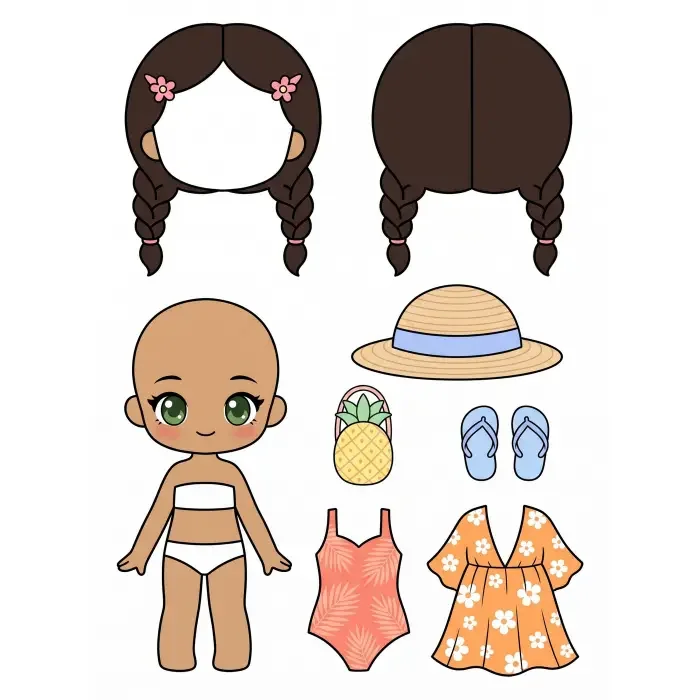 Beach paper doll