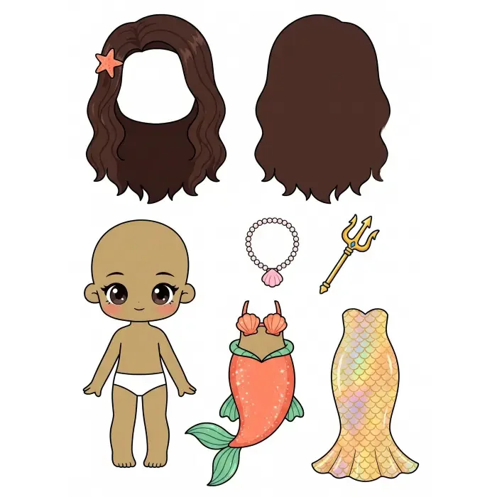 Mermaid paper doll