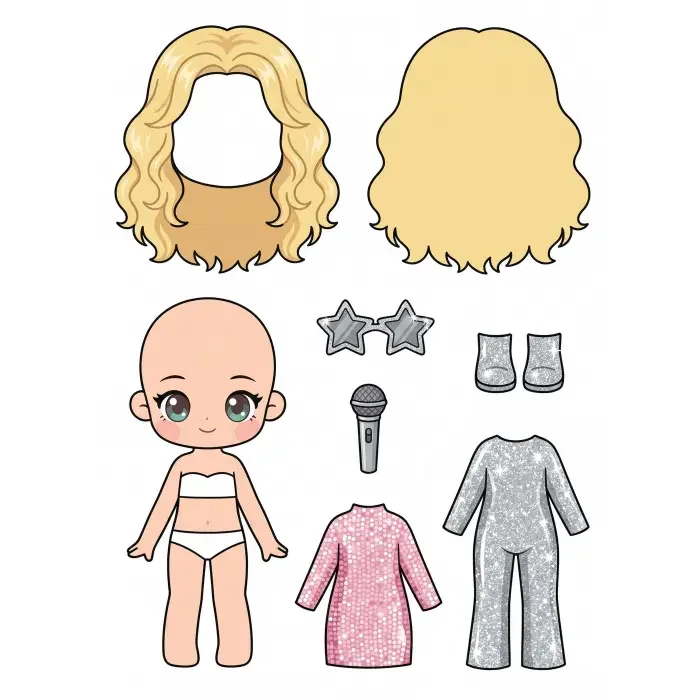 Pop star paper doll