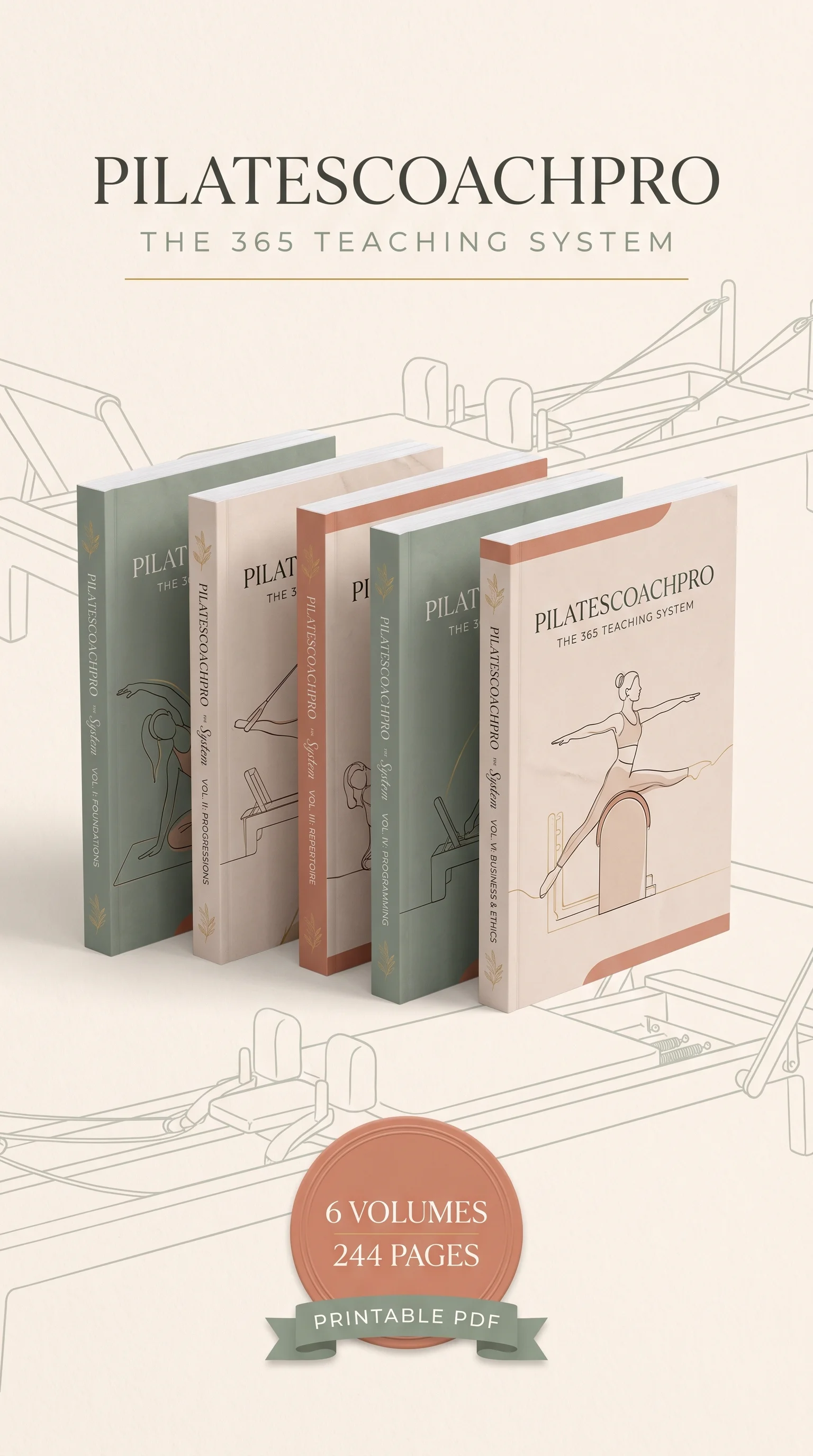 The 365 Teaching System — 52 reformer classes, illustrated, printable PDF