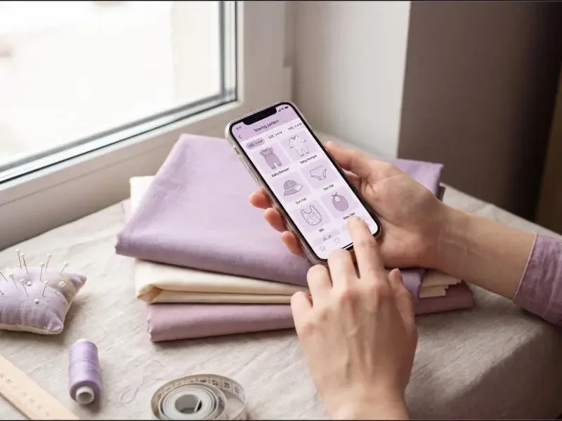 Picking a pattern and size inside the app
