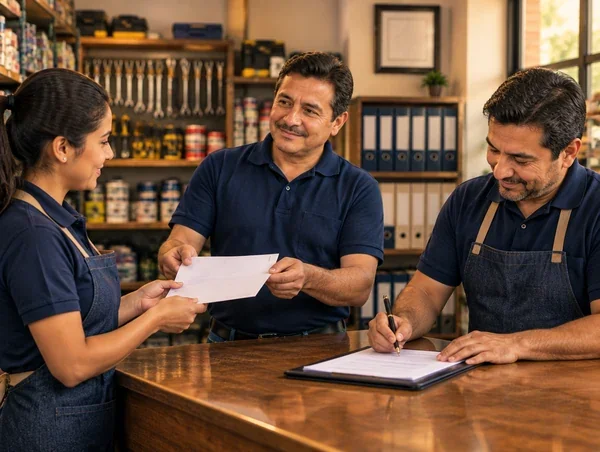 Paso 2: el dueño y sus trabajadores firman y reciben su copia