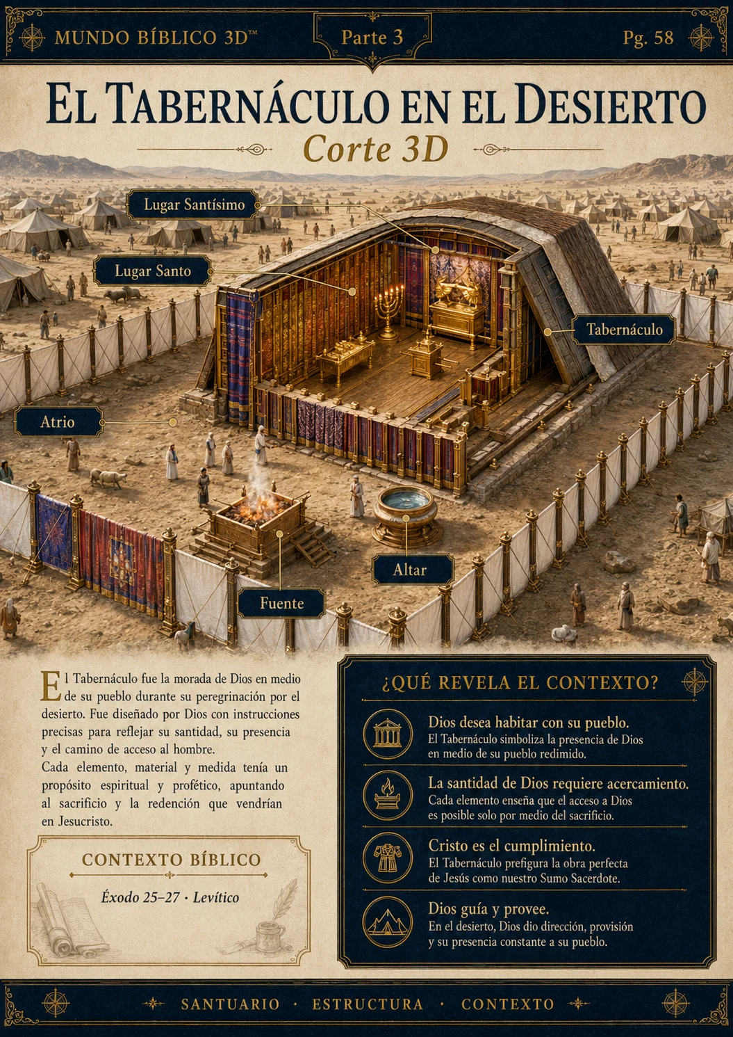El Tabernáculo en el desierto — página interior de Mundo Bíblico 3D
