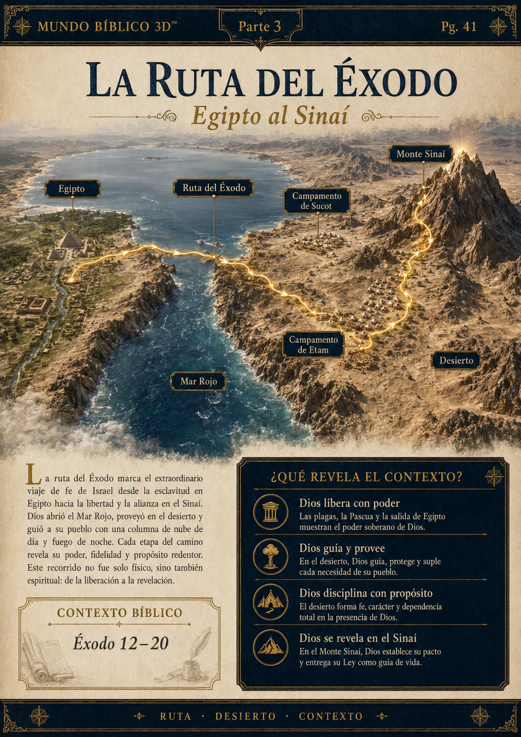 La ruta del Éxodo — página interior de Mundo Bíblico 3D