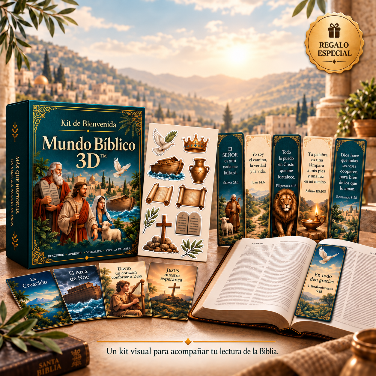 Kit de Bienvenida Mundo Bíblico 3D — regalo sorpresa