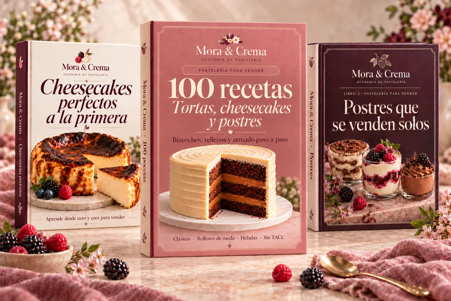 Los 3 libros de Mora & Crema: cheesecakes, tortas y postres