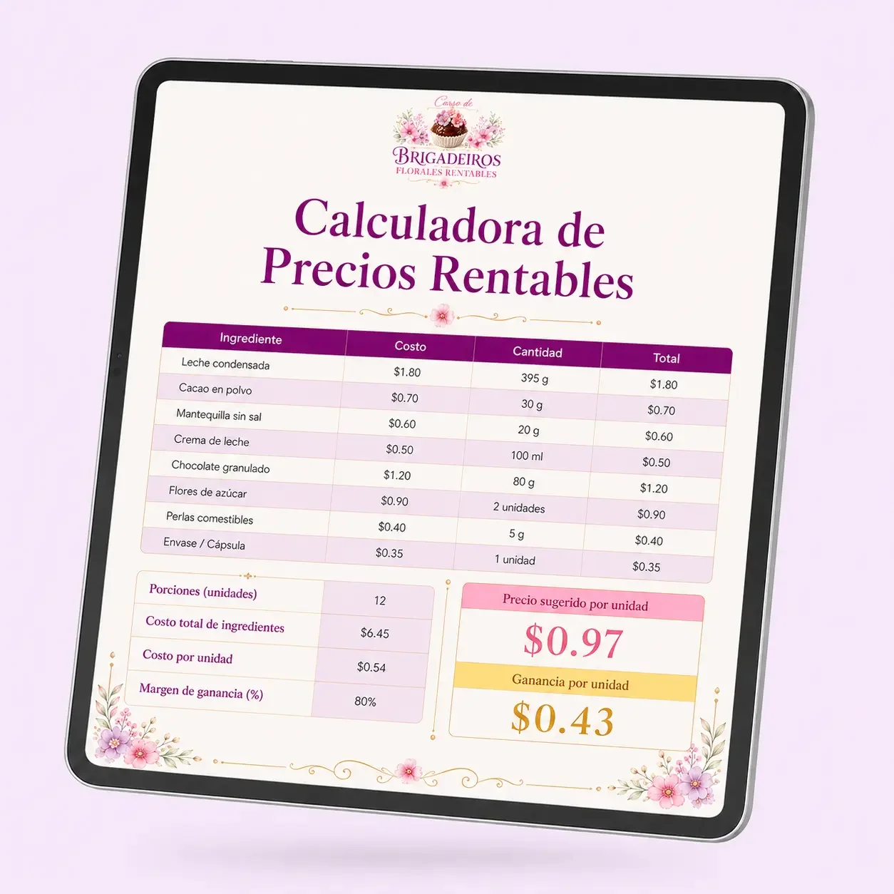 Hoja de precios