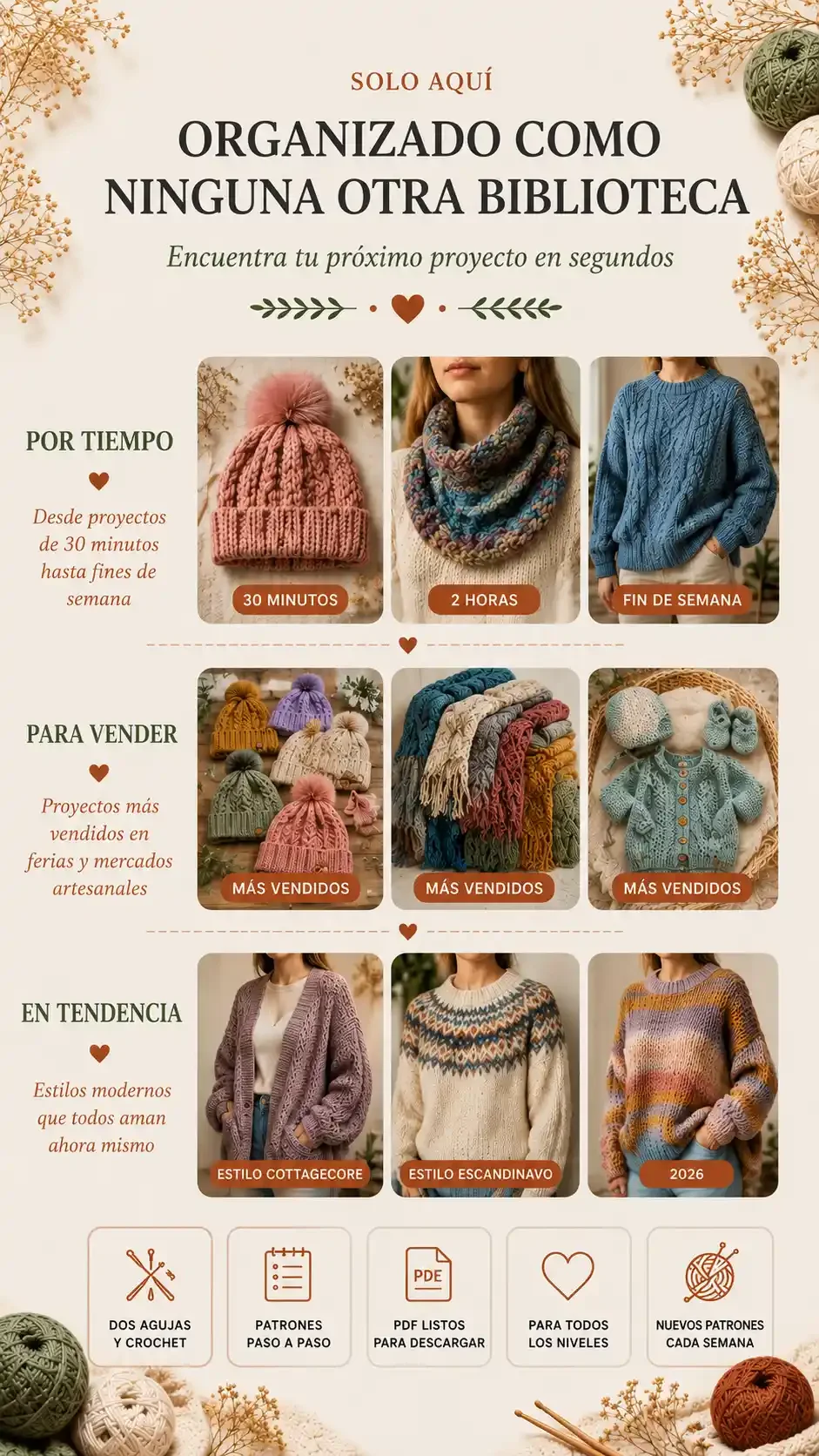 Organizada por tiempo, para vender y tendencias