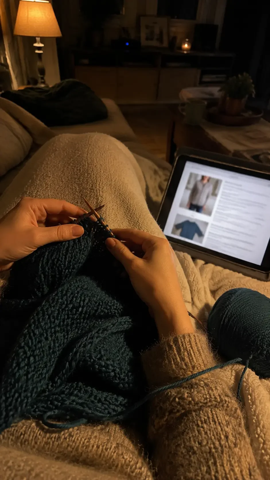 Prenda tejida con un patrón de la biblioteca