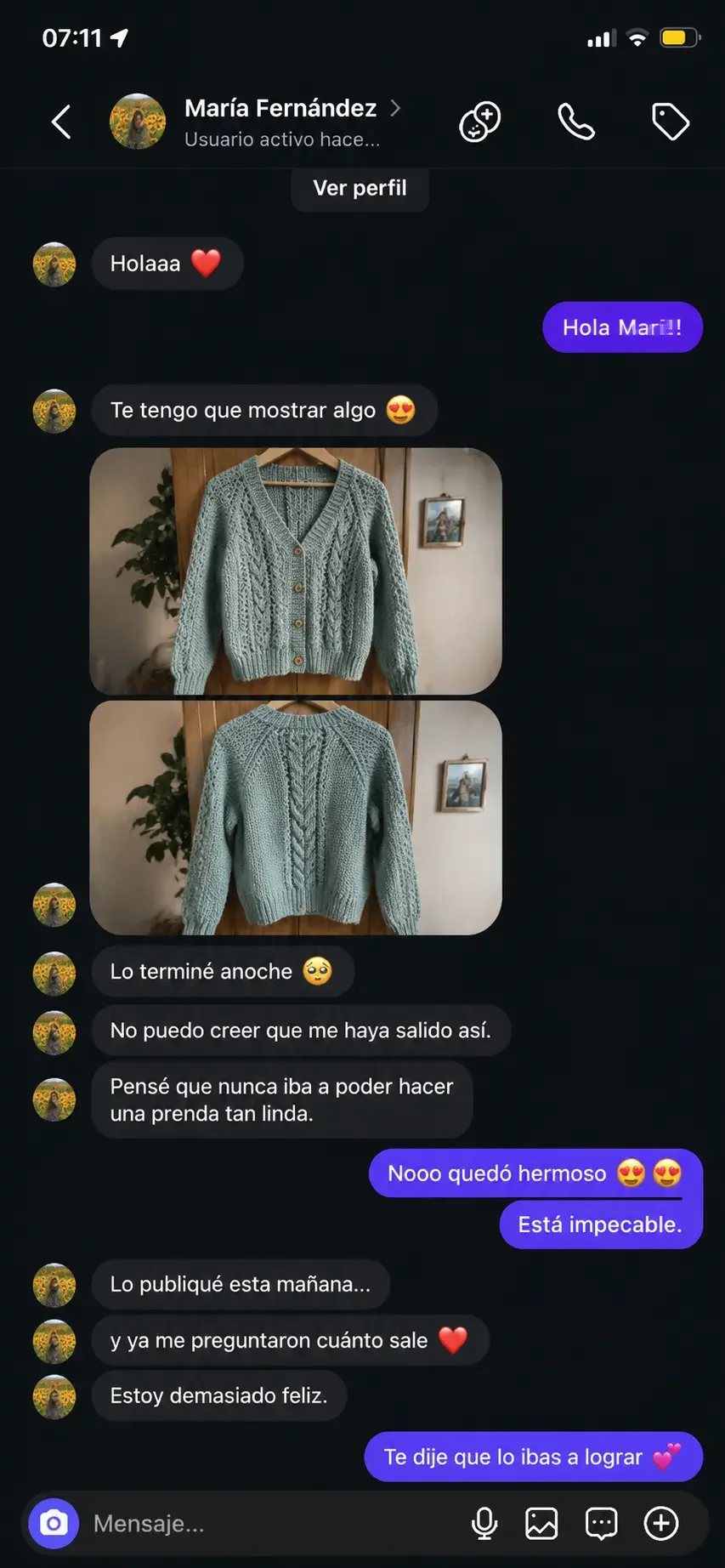 Mensaje de una tejedora